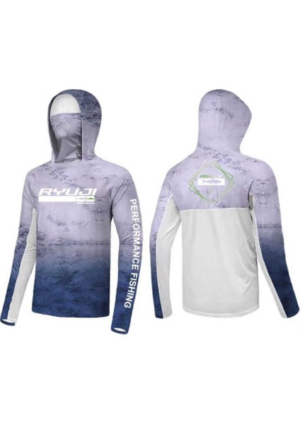 Ryujı Uv Performance Hoodıe Shırt+Neck, Navy Blue Standart-Xl