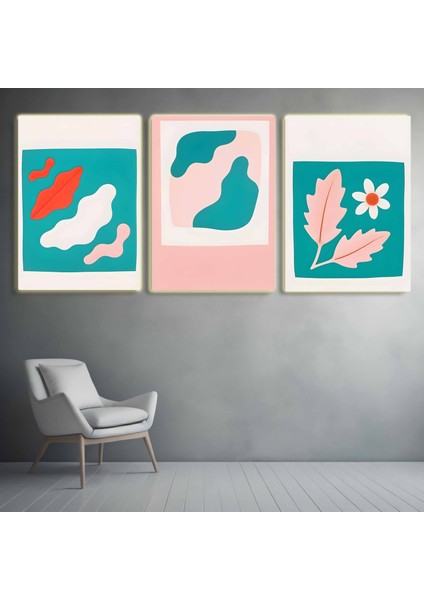 Matisse - Boho - Art Deco - Soyut - Doğa ( 3 Lü Çerçevesiz ) Poster - Afiş - Tablo KR2C00310/