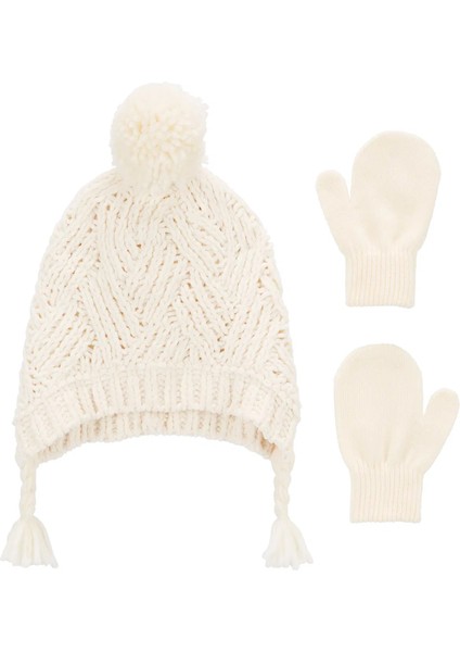 Kız Bebek Bere Eldiven Set 2'li Paket