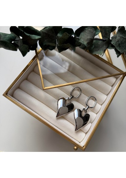 Silver Zincir Kalp Küpe