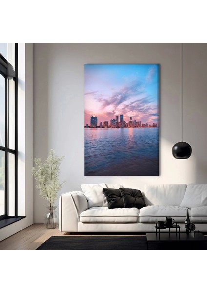 Günbatımında Şehir Silüeti Kanvas Tablo