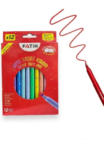 Simli Keçeli Kalem 12 Renk
