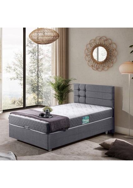Viyana Tek Kişilik Baza Başlık Comfort Yatak Seti - Gri
