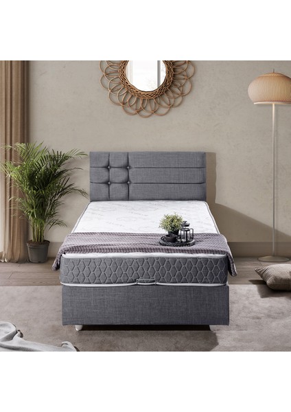 Viyana Tek Kişilik Baza Başlık Comfort Yatak Seti - Gri