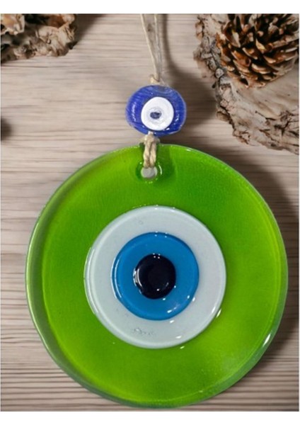 Şeffaf Yeşil Nazar Boncuklu Duvar Süsü 10 cm Cam Duvar Dekoru fırsatları