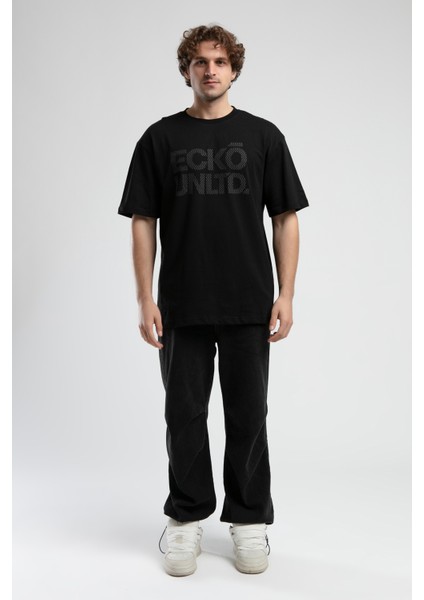 ECKO UNLTD Astorıa Siyah Bisiklet Yaka Baskılı Oversize Erkek Tshirt