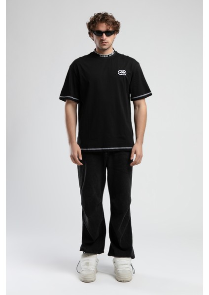 ECKO UNLTD Rockaway Siyah Bisiklet Yaka Nakışlı Oversize Erkek Tshirt indirimleri