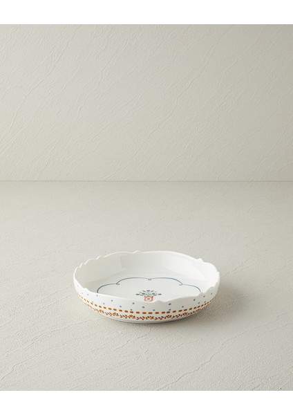 English Home Retro Ruby New Bone China Çukur Tabak 19 cm Beyaz - Mavi