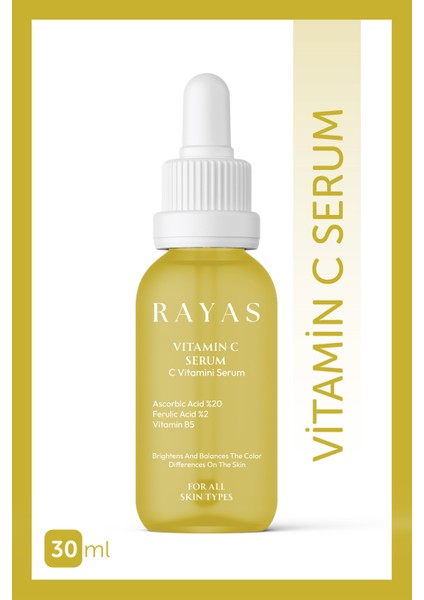 Aydınlatıcı Vitamin C Serum Glutatyon Ferulic Asit %20 Ascorbic Asit 30 ml