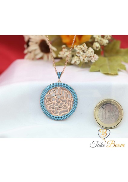 Turkuaz Taşlı Bismillahirrahmanirrahim Gümüş Kolye
