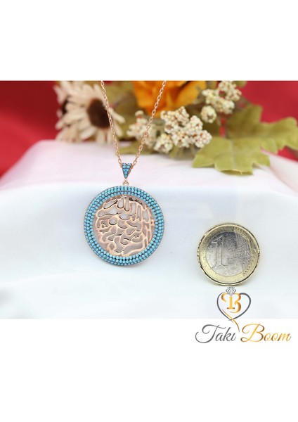 Turkuaz Taşlı Bismillahirrahmanirrahim Gümüş Kolye fiyatları