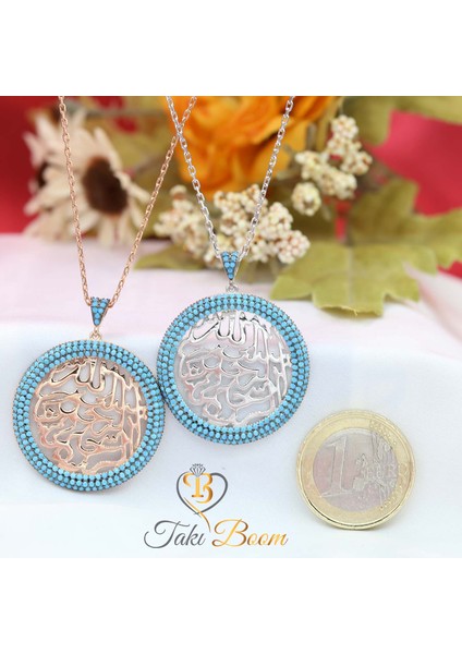 Turkuaz Taşlı Bismillahirrahmanirrahim Gümüş Kolye fırsatları