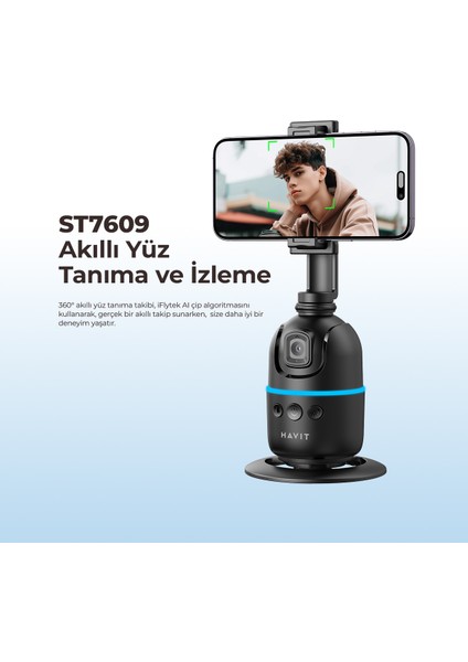 ST7609 Otomatik Yüz Takip Sistemli Telefon Tutucu