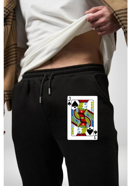 Jack Of Spades Klasik Iskambil Kartı Grafiği Erkek Kadın Siyah Lastikli Bel Paca Eşofman Altı indirimleri