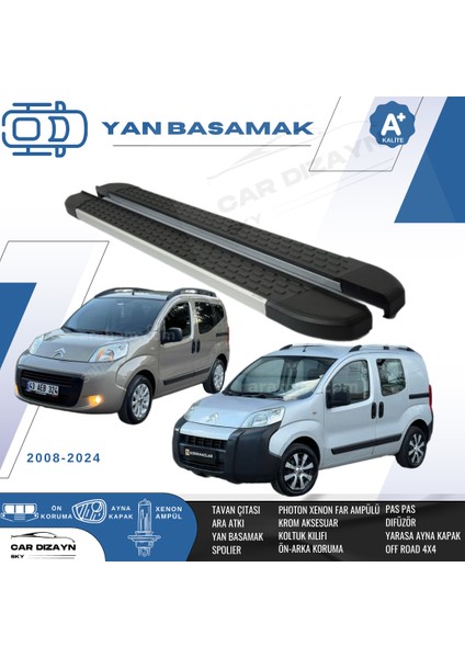 Citroen Nemo Alüminyum Yan Basamak Marşpiyel Koruma 2008>2010>2012>2014>2016>2018>2020>2022>2024