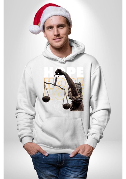 Adelet Terazi Umut Erkek Kadın Beyaz Dijital Baskılı Kapüşonlu Sweatshirt Hoodie indirimleri