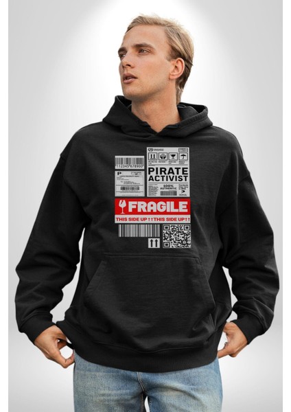 Korsan Aktivist Kırılgan Insan Kargo Erkek Kadın Siyah Dijital Baskılı Kapüşonlu Sweatshirt Hoodie indirimleri