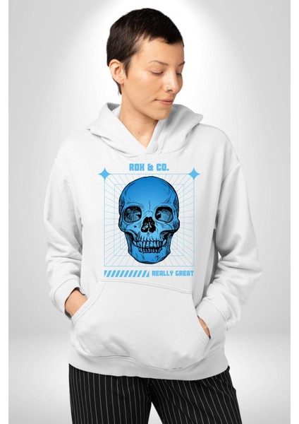 Sokak Sitili Kurukafa Erkek Kadın Beyaz Dijital Baskılı Kapüşonlu Sweatshirt Hoodie modelleri