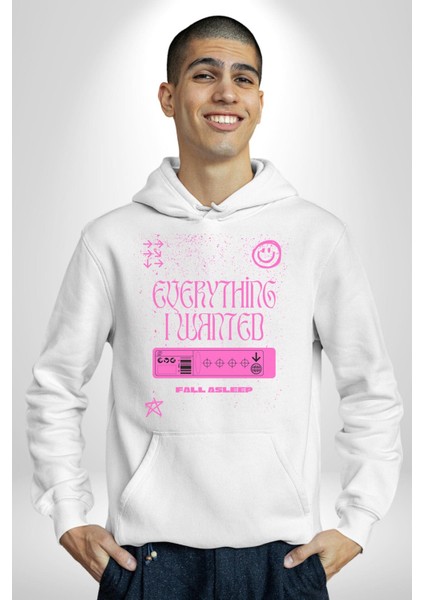 Istediğim Şey Uykuda Kalmak Erkek Kadın Beyaz Dijital Baskılı Kapüşonlu Sweatshirt Hoodie