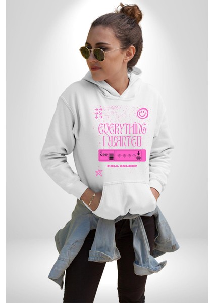 Istediğim Şey Uykuda Kalmak Erkek Kadın Beyaz Dijital Baskılı Kapüşonlu Sweatshirt Hoodie fiyatları