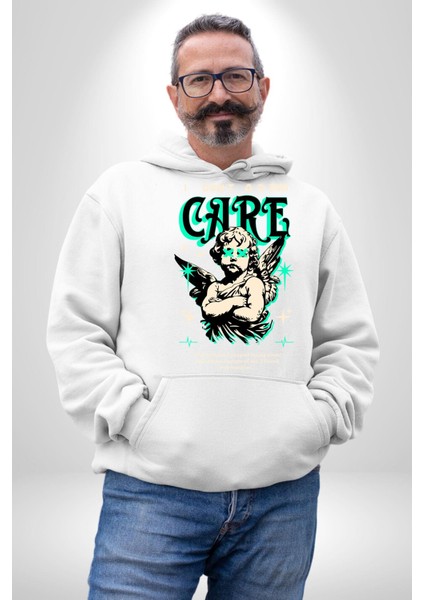 Aşk Tanrısı Gerçek Özgürlüğü Bulma Erkek Kadın Beyaz Dijital Baskılı Kapüşonlu Sweatshirt Hoodie