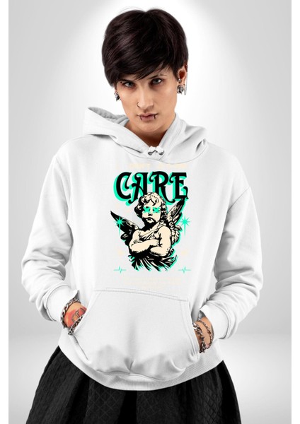 Aşk Tanrısı Gerçek Özgürlüğü Bulma Erkek Kadın Beyaz Dijital Baskılı Kapüşonlu Sweatshirt Hoodie