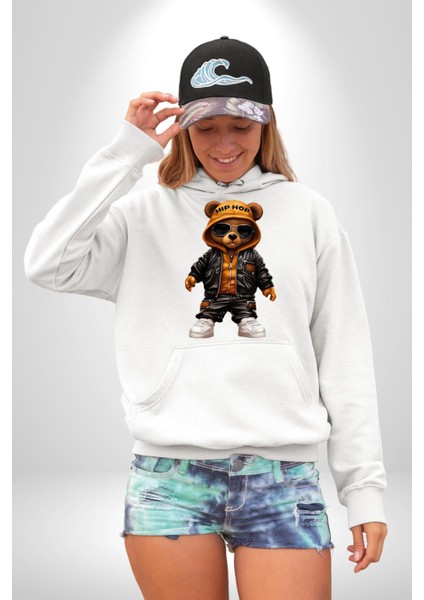 Hiphop Ayı Tedy Güneş Gözlük Deri Ceket Erkek Kadın Beyaz Dijital Baskılı Kapüşonlu Sweatshirt Hoodie fırsatları