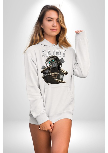 Aziz Sokak Sitili Özel Sözler Erkek Kadın Beyaz Dijital Baskılı Kapüşonlu Sweatshirt Hoodie modelleri