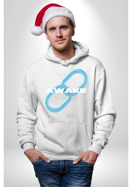 Zincirini Kır Uyan Erkek Kadın Beyaz Dijital Baskılı Kapüşonlu Sweatshirt Hoodie fırsatları