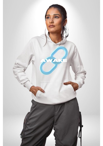 Zincirini Kır Uyan Erkek Kadın Beyaz Dijital Baskılı Kapüşonlu Sweatshirt Hoodie indirimleri