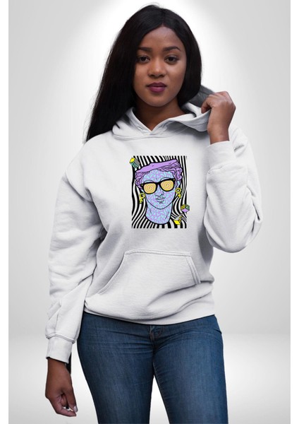 Sadece Piskoloji Erkek Kadın Beyaz Dijital Baskılı Kapüşonlu Sweatshirt Hoodie