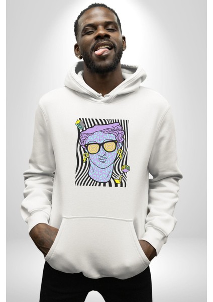 Sadece Piskoloji Erkek Kadın Beyaz Dijital Baskılı Kapüşonlu Sweatshirt Hoodie fırsatları