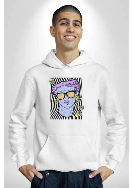 Sadece Piskoloji Erkek Kadın Beyaz Dijital Baskılı Kapüşonlu Sweatshirt Hoodie indirimleri