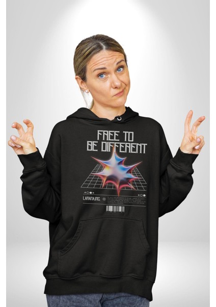 Farklı Olmak Zorundayım Erkek Kadın Siyah Dijital Baskılı Kapüşonlu Sweatshirt Hoodie