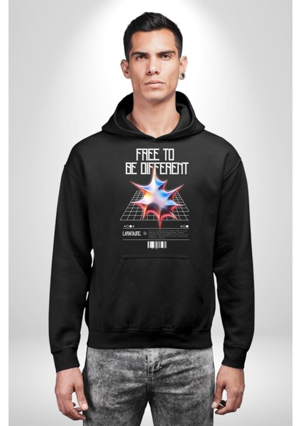 Farklı Olmak Zorundayım Erkek Kadın Siyah Dijital Baskılı Kapüşonlu Sweatshirt Hoodie
