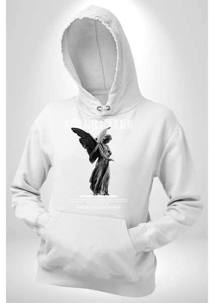 Modern Sanat Yunan Kadın Melek Erkek Kadın Beyaz Dijital Baskılı Kapüşonlu Sweatshirt Hoodie