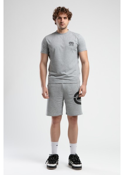 ECKO UNLTD Trınıty Gri Örme Şort Nakışlı Standard Fit Erkek Örme Şort