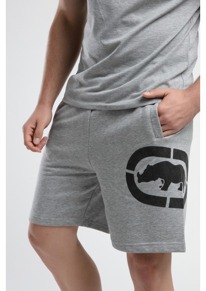 ECKO UNLTD Trınıty Gri Örme Şort Nakışlı Standard Fit Erkek Örme Şort