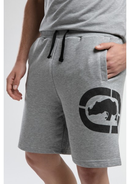 ECKO UNLTD Trınıty Gri Örme Şort Nakışlı Standard Fit Erkek Örme Şort