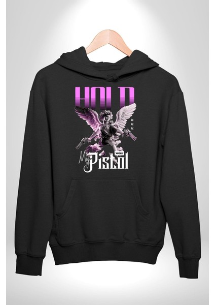 Sokak Stili Katil Aşk Meleği Erkek Kadın Siyah Dijital Baskılı Kapüşonlu Sweatshirt Hoodie