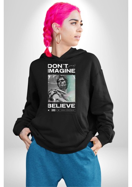 Hayal Etneyin Zeus Inanıyor Sokak Stili Erkek Kadın Siyah Dijital Baskılı Kapüşonlu Sweatshirt Hoodie indirimleri