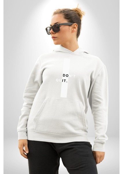 Vazgeçme Erkek Kadın Beyaz Dijital Baskılı Kapüşonlu Sweatshirt Hoodie fırsatları