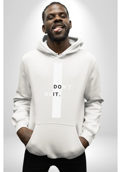 Vazgeçme Erkek Kadın Beyaz Dijital Baskılı Kapüşonlu Sweatshirt Hoodie indirimleri