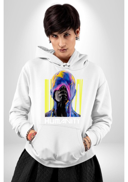 Eriyen Boya Gibi Insanlık Erkek Kadın Beyaz Dijital Baskılı Kapüşonlu Sweatshirt Hoodie fiyatları