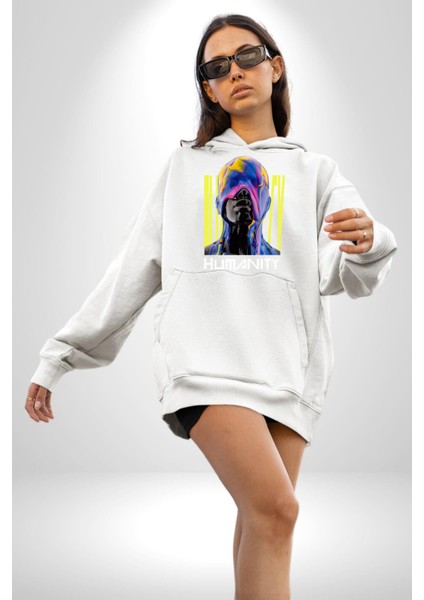 Eriyen Boya Gibi Insanlık Erkek Kadın Beyaz Dijital Baskılı Kapüşonlu Sweatshirt Hoodie modelleri