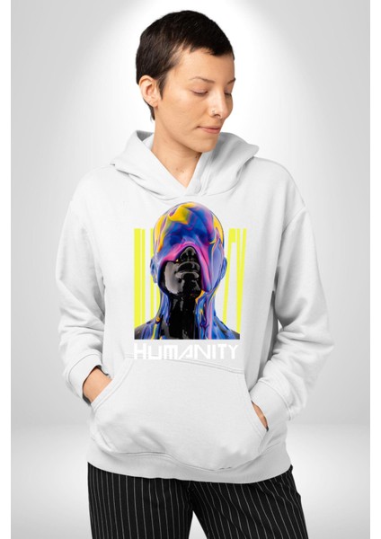 Eriyen Boya Gibi Insanlık Erkek Kadın Beyaz Dijital Baskılı Kapüşonlu Sweatshirt Hoodie fırsatları