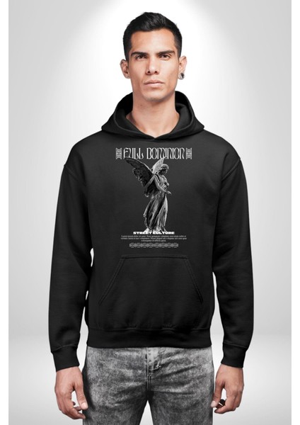 Modern Sanat Yunan Kadın Melek Erkek Kadın Siyah Dijital Baskılı Kapüşonlu Sweatshirt Hoodie