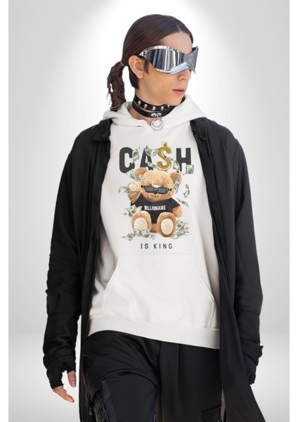 Nakit Dolar Kralı Ayıcık Sokak Stili Erkek Kadın Beyaz Dijital Baskılı Kapüşonlu Sweatshirt Hoodie fiyatları