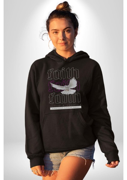 Sevimli Güvercin Beyaz Barış Sokak Sitili Erkek Kadın Siyah Dijital Baskılı Kapüşonlu Sweatshirt Hoodie fiyatları