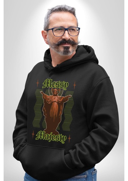 Dağınık Majestileri Hıristiyan Sokak Stili Erkek Kadın Siyah Dijital Baskılı Kapüşonlu Sweatshirt Hoodie